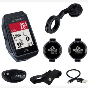 GPS Cykel computer Sigma ROX 11.1 EVO GPS HR + CAD set with short Butler Styr mount - black