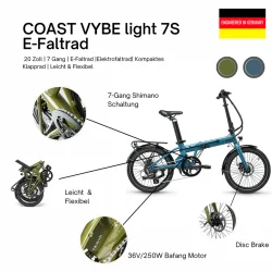 20" el foldecykel COAST VYBE LIGHT 7-gear - avocado grn
