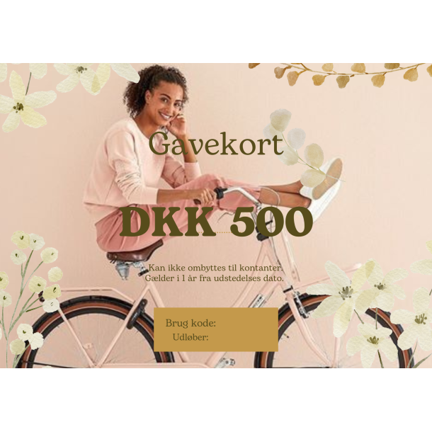 Cykelonline.dk - Gavekort  500 kr. - den perfekte gave til alle