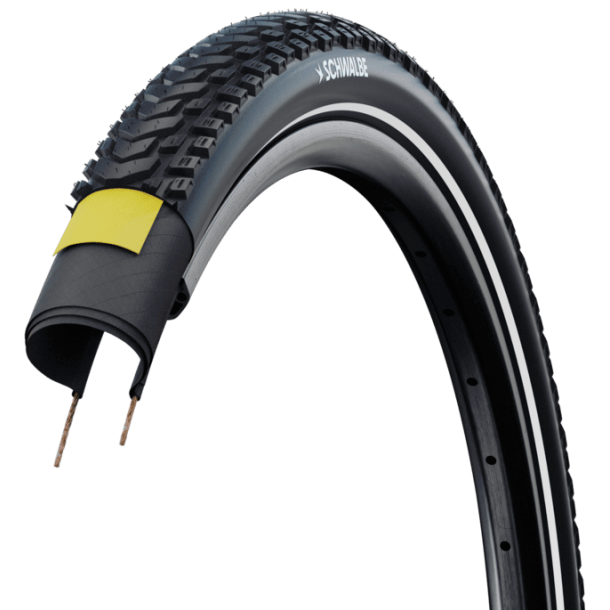 Dk Schwalbe Marathon Mondial Pro Evo V-Guard 28 x 2,00"/50-622 - Sort med reflekterende strimmel