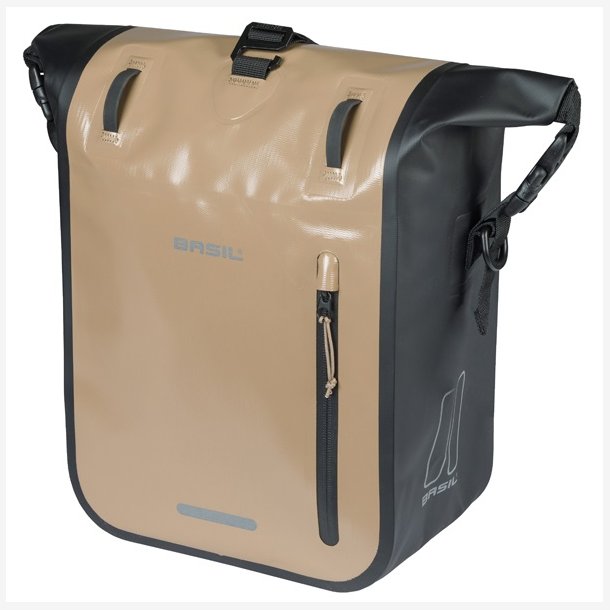 Enkelt cykeltaske Basil Rivo M presenning MIK 12 15L 14 x 25 x 38 cm sand/sort