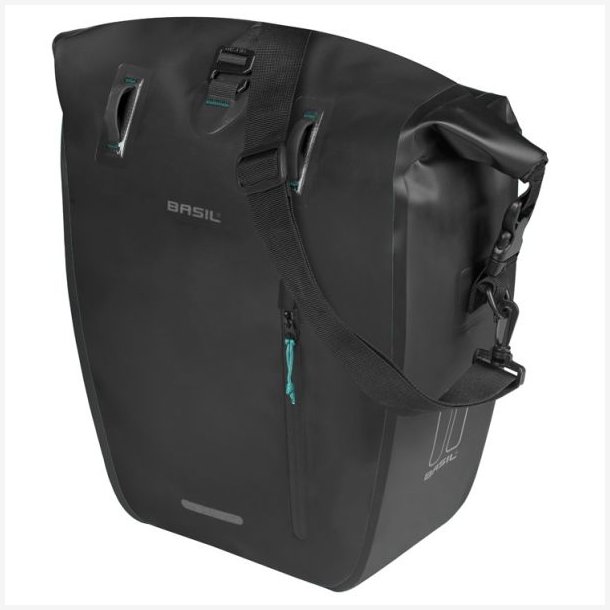 Cykeltaske Basil Rivo L tarpaulin MIK Hooks 25 31L 14 x 28 x 43 cm - sort