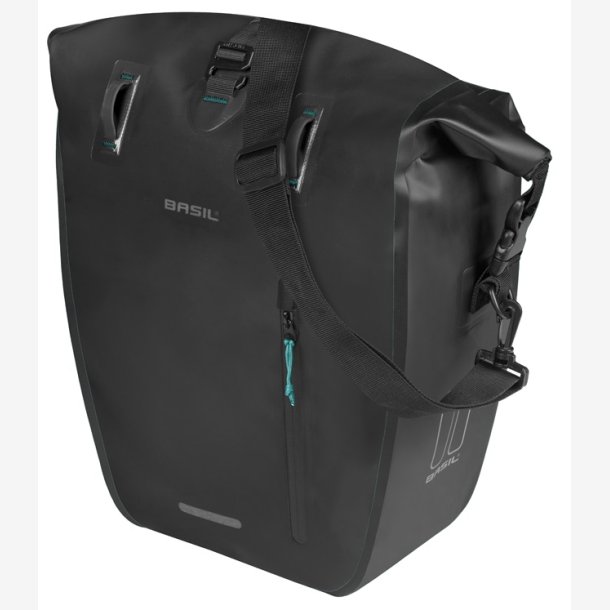 Enkelt cykeltaske Basil Rivo L presenning MIK 25 31L 14 x 28 x 43 cm sort