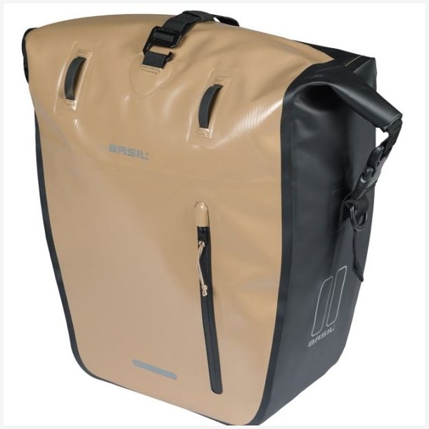 Cykeltaske Basil Rivo L tarpaulin MIK 25-31L 14 x 28 x 43 cm - sand/sort