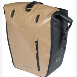 Enkelt cykeltaske Basil Rivo L presenning MIK 25 31L 14 x 28 x 43 cm sand/sort