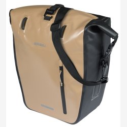 Enkelt cykeltaske Basil Rivo L presenning MIK 25 31L 14 x 28 x 43 cm sand/sort