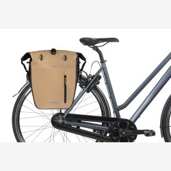 Enkelt cykeltaske Basil Rivo L presenning MIK 25 31L 14 x 28 x 43 cm sand/sort