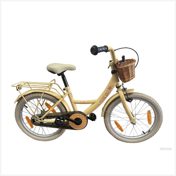 B�rnecykel Bikefun Girly 18 tommer - med kurv og fodbremse - beige/gul