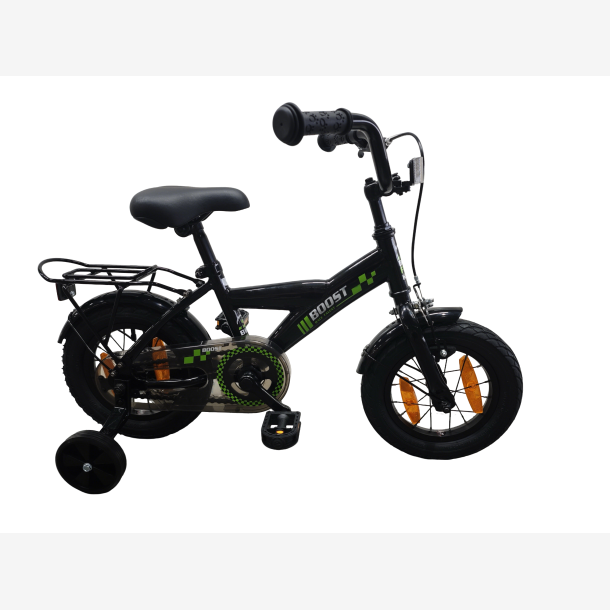 B�rnecykel Bikefun Boost 12 tommer - med st�ttehjul og bremsenav - Sort