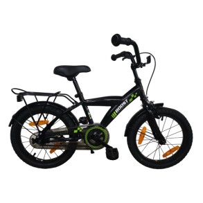 B�rnecykel Bikefun Boost 16 tommer med fodbremse - sort/gr�n