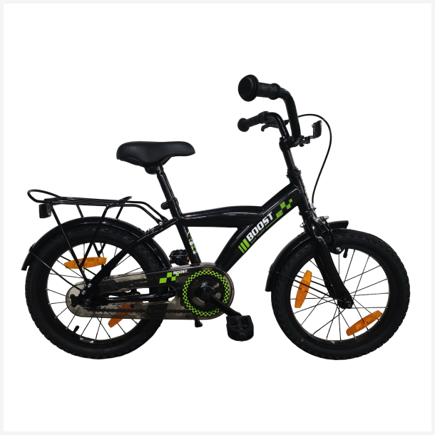 B�rnecykel Bikefun Boost 16 tommer med fodbremse - sort/gr�n