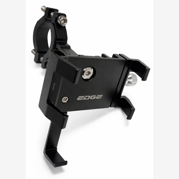 Edge Telefonholder G21 - Aluminium - 360&deg; Drejelig - Universal Styrbeslag - Ekstra Robust - Sort