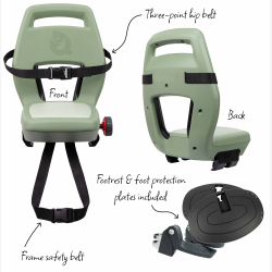 Bags�de Qibbel Junior 6+ med fodst�tter, sikkerhedssele og beskyttelsesplade - Gr�n