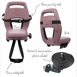 Bags�de Qibbel Junior 6+ med fodst�tter, sikkerhedssele og beskyttelsesplade - lyser�d