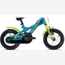 XXlite 12" drengecykel i aluminium, med fodbremse - bl/lime grn