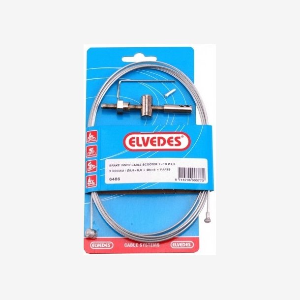 Inner Bremse Cable for Scooter Elvedes 2500mm Galvanised 1,8 V-Nipple and T-Nipple (blister)