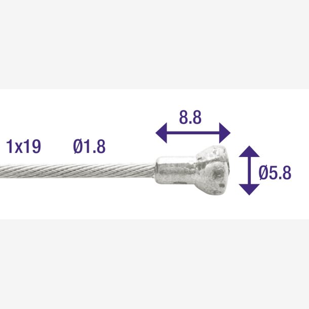 Inner Wire Clutch Elvedes 2000mm Galvanised 1,8mm with V-nipple (blister)