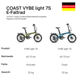 20" el foldecykel COAST VYBE LIGHT 7-gear - stvet bl