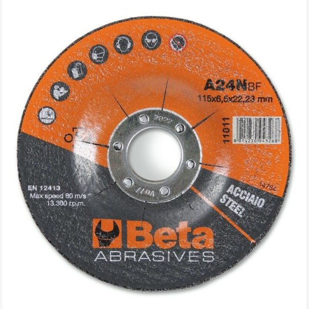 Abrasive steel grinding discs Beta Tools 115mm with depressed centre (10 pieces)