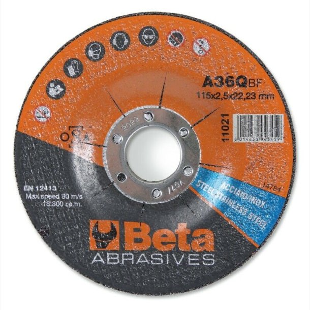 Abrasive steel and stainless steel cutting discs Beta Tools 125mm with depressed centre (10 pieces)