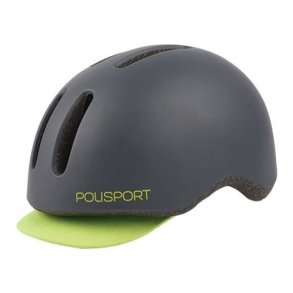 Cykelhjelm Polisport Commuter L (58-61cm) med baglygte - mat mrkegr/fluorescerende gul