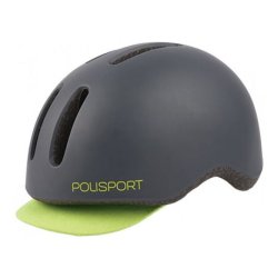 Cykelhjelm Polisport Commuter M (54-58cm) med baglygte - mat mrkegr/fluorescerende gul