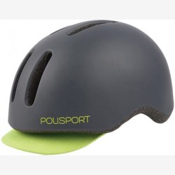 Cykelhjelm Polisport Commuter L (58-61cm) med baglygte - mat mrkegr/fluorescerende gul