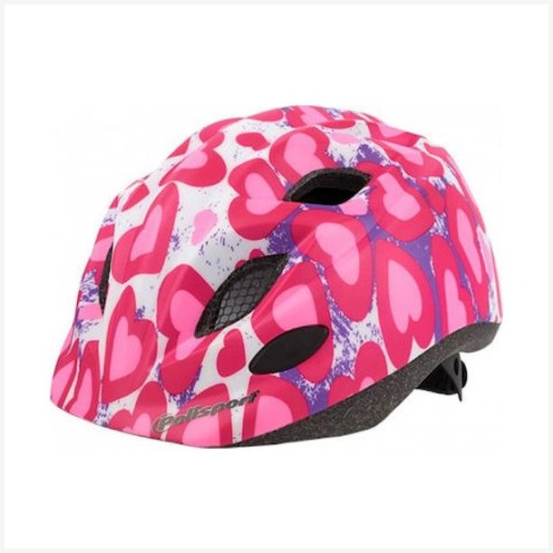 Cykelhjelm til bnr Polisport Glitter Hearts S 52-56 cm - lyserd/hvid
