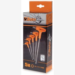 Set of 5 Offset Hexagon Key Wrenches Beta Tools 96T/S5P with Handle