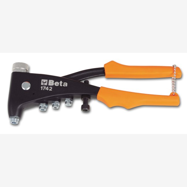 Hand riveting tool Beta Tools 1742 for threaded rivets, with 4 interchangeable mandrels (1x M3+M4+M5+M6)