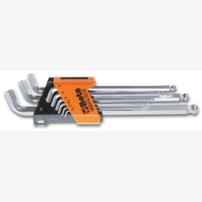 Set of 9 ball head offset hexagon key wrenches Beta Tools 110&deg; - extra short side model