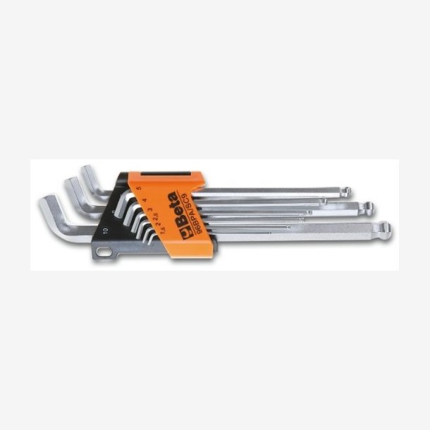 Set of 9 ball head offset hexagon key wrenches Beta Tools 110&deg; - extra short side model