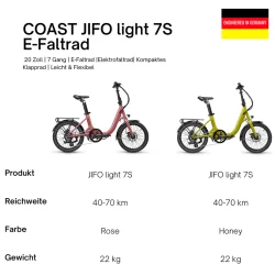 20" El Foldecykel COAST JIFO LIGHT 7-gear med lav indstigning - honning gul