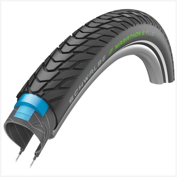 Dk Schwalbe Marathon E-Plus Performance Line 28 x 1,75" / 47-622 mm - sort med refleksion