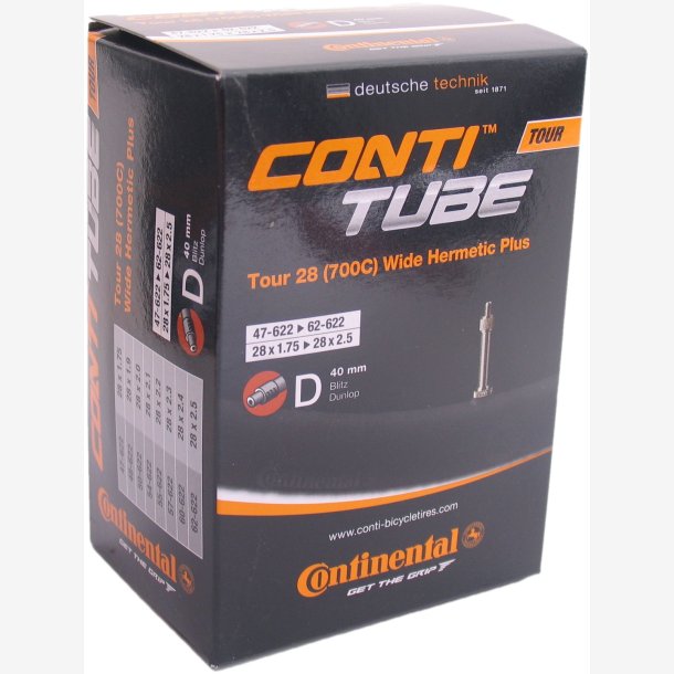 Tube Continental  28" Wide  - 54-584->62-622 - DV40mm valve - Hermetic Plus