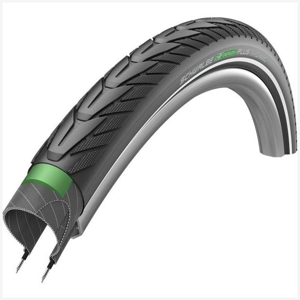 D�k Schwalbe Energizer Plus GreenGuard 28 x 1,75"/ 47-622mm - sort med refleksion