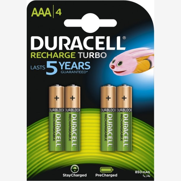 Battery Duracell Rechargeable  AAA / HR03 NimH 1.2V - 750 mAh (4x)