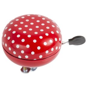 Cykelklokke Ding-Dong M-Wave 80mm - mariehne rd med hvide prikker