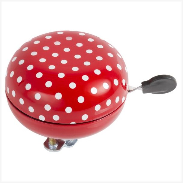 Cykelklokke Ding-Dong M-Wave 80mm - mariehne rd med hvide prikker