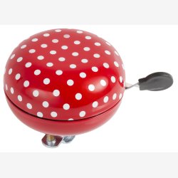 Cykelklokke Ding-Dong M-Wave 80mm - mariehne rd med hvide prikker