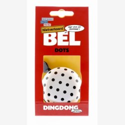 Cykelklokke  Ding-Dong NietVerkeerd Dots 60 mm - white with black dots
