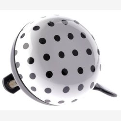 Cykelklokke  Ding-Dong NietVerkeerd Dots 60 mm - white with black dots
