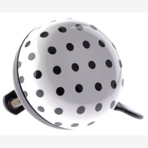 Cykelklokke  Ding-Dong NietVerkeerd Dots 60 mm - white with black dots