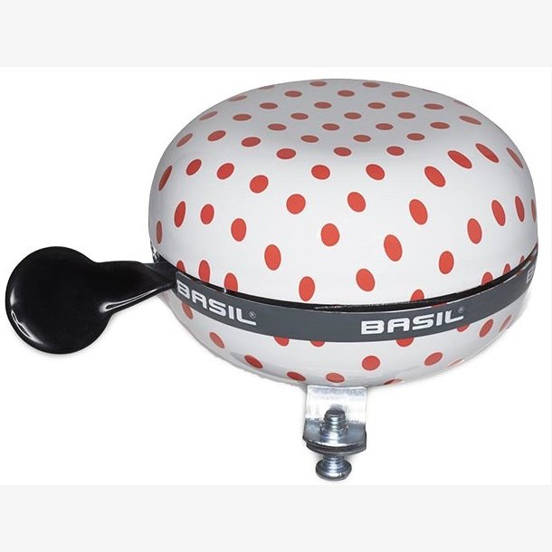 Cykelklokke Ding-Dong Basil Polkadot 80mm - white/red