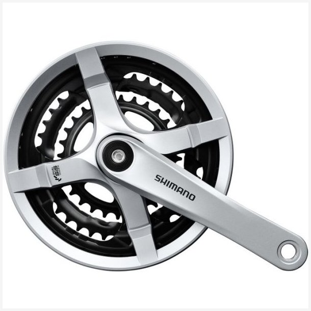 Krankst 6/7/8 speed Shimano Tourney FC-TY501 med 170mm krank 48 x 38 x 28T med kdeskrm - slv