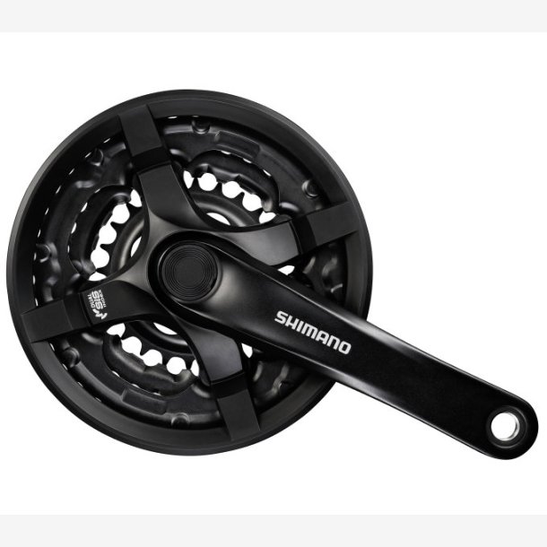 Tandhjul set 6/7/8 speed Shimano FC-TY501 with 175mm crank arm 48 x 38 x 28T with Kdeguard - black