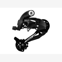 Bagskifter 7/8-speed Sunrace RDM57 med lang arm - direkte montering - sort