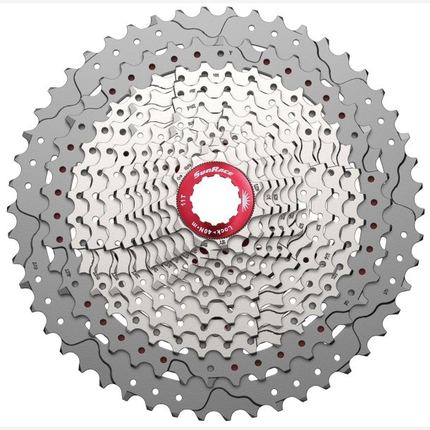 Cassette-Sprocket Sunrace CSMZ90 12 speed 11-50T - metallic with red spider