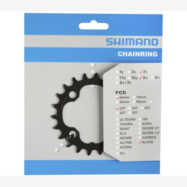 Tandhjul Shimano Alivio FC-M4000 / FC-M4050 9 speed - 22 teeth - black