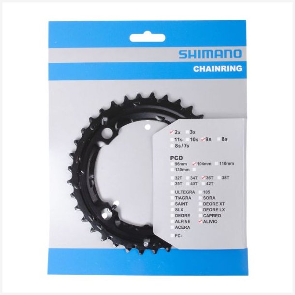 Klinge 36T Shimano Alivio FC-M4000 / FC-M4050 (AC) 9 gear - sort